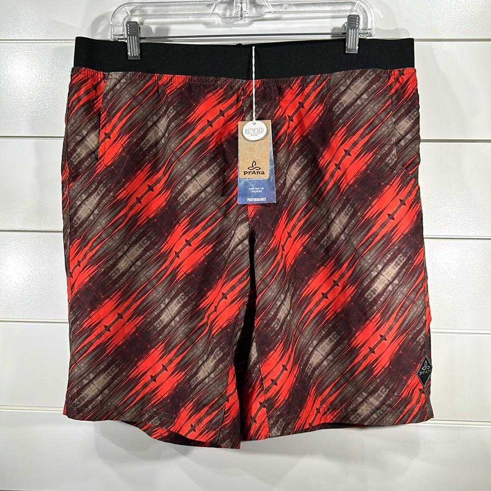NWT Prana men's orange and gray Mojo activewear shorts electric orange